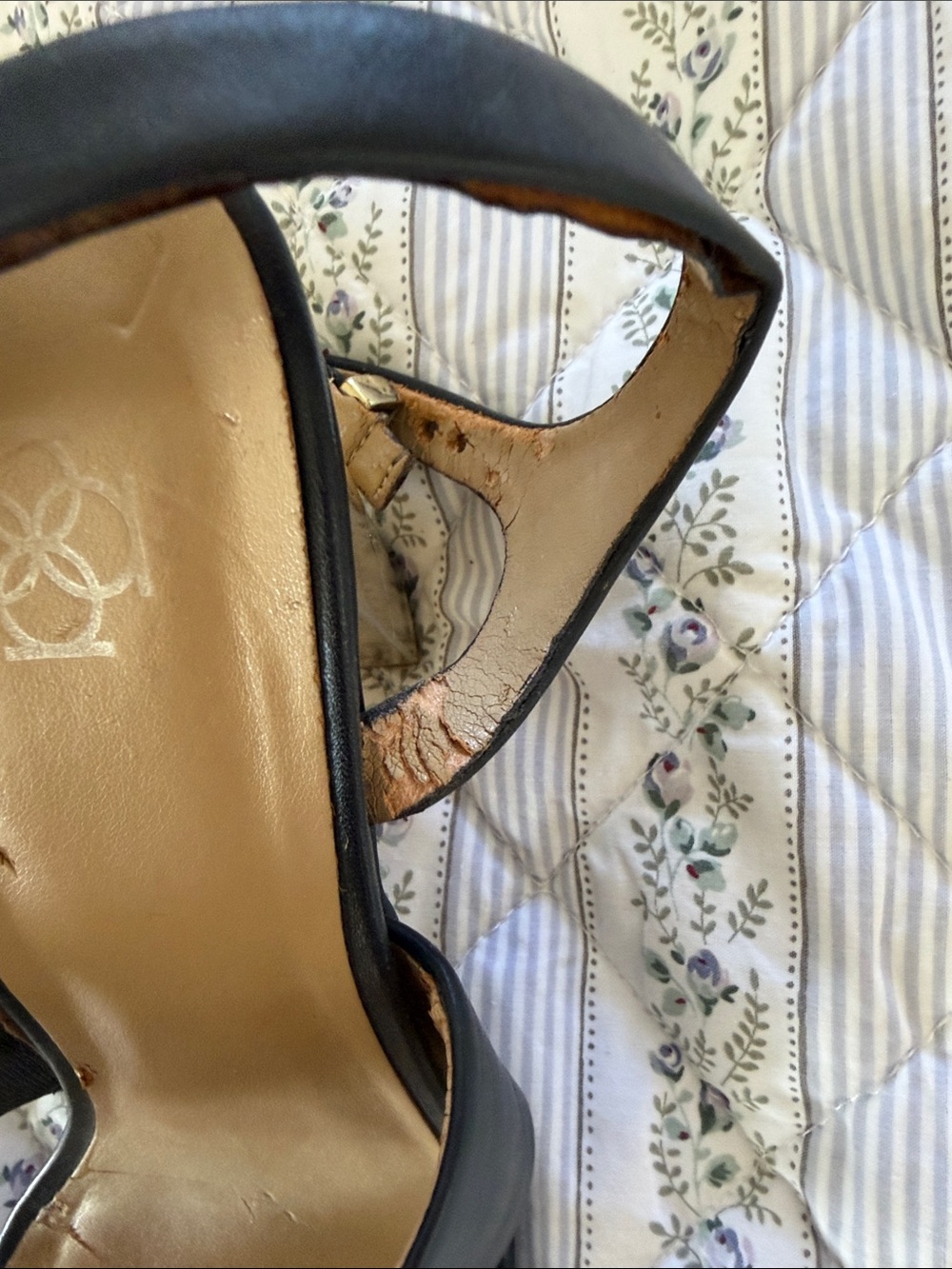 Ann Taylor navy Leather Strappy Block Heels - Picture 8 of 13